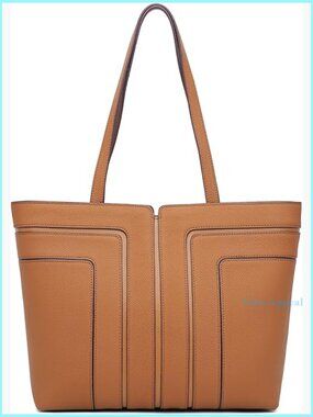 Genuine Leather Large Tote Bag for Work with Multiple Pockets